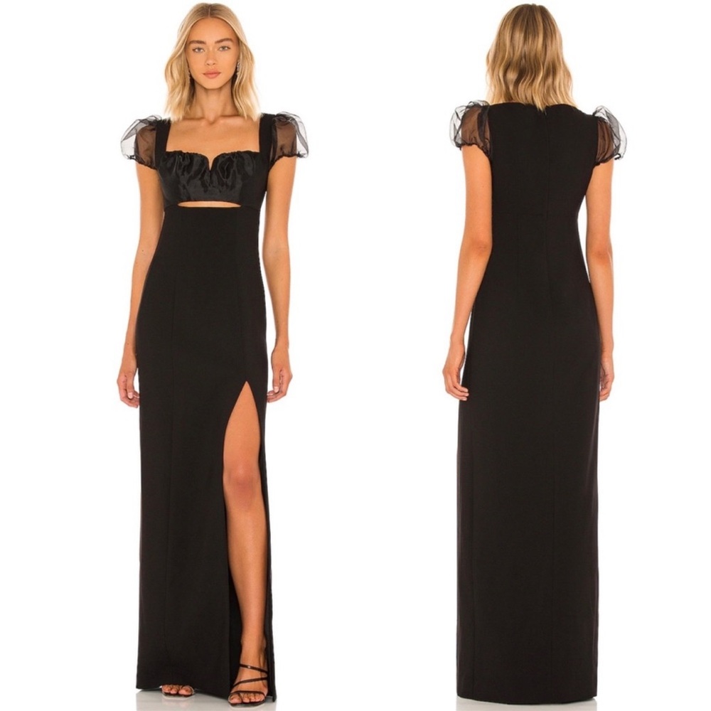 Likely Black Sheer Sleeve Gown